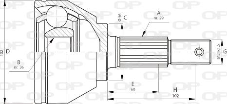 Open Parts CVJ5716.10 - Шарнірний комплект, ШРУС, приводний вал avtolavka.club