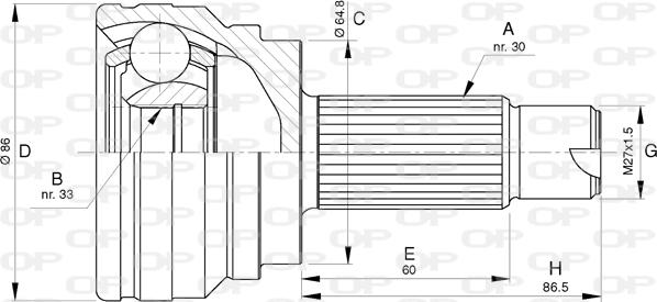 Open Parts CVJ5784.10 - Шарнірний комплект, ШРУС, приводний вал avtolavka.club