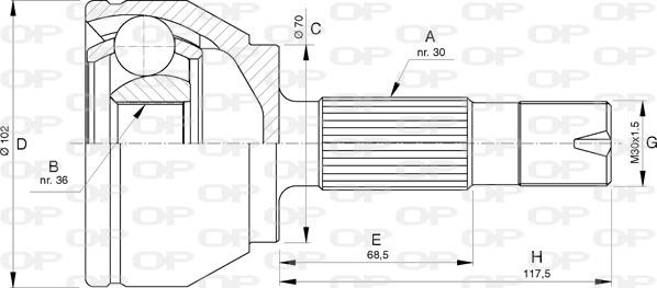 Open Parts CVJ5731.10 - Шарнірний комплект, ШРУС, приводний вал avtolavka.club