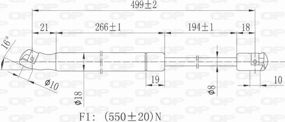 Open Parts GSR6080.00 - Газова пружина, кришка багажник avtolavka.club