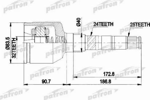 Patron PCV9537 - Шарнірний комплект, ШРУС, приводний вал avtolavka.club