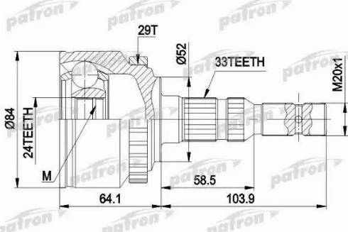 Patron PCV1452 - Шарнірний комплект, ШРУС, приводний вал avtolavka.club