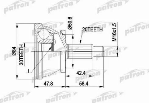 Patron PCV1403 - Шарнірний комплект, ШРУС, приводний вал avtolavka.club