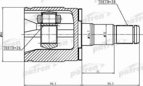 Patron PCV1402 - Шарнірний комплект, ШРУС, приводний вал avtolavka.club