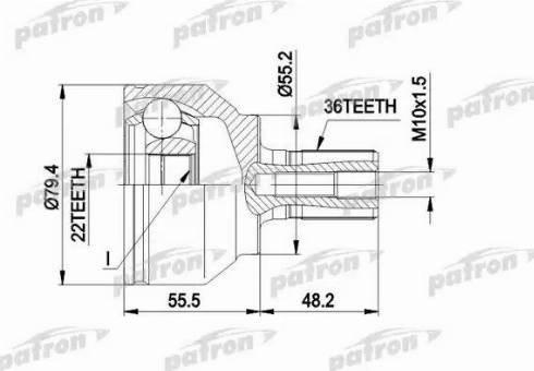 Patron PCV1603 - Шарнірний комплект, ШРУС, приводний вал avtolavka.club