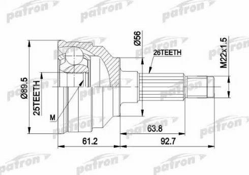 Patron PCV1059 - Шарнірний комплект, ШРУС, приводний вал avtolavka.club