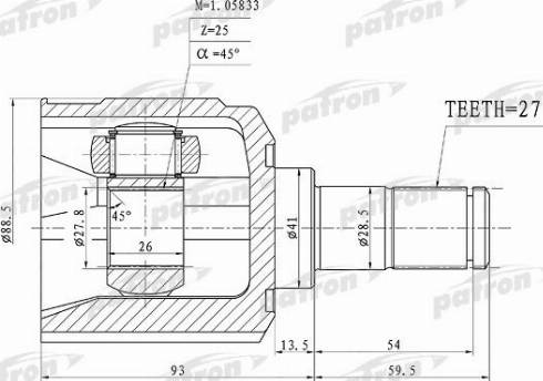 Patron PCV1160 - Шарнірний комплект, ШРУС, приводний вал avtolavka.club