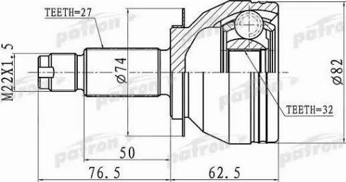 Patron PCV1106 - Шарнірний комплект, ШРУС, приводний вал avtolavka.club