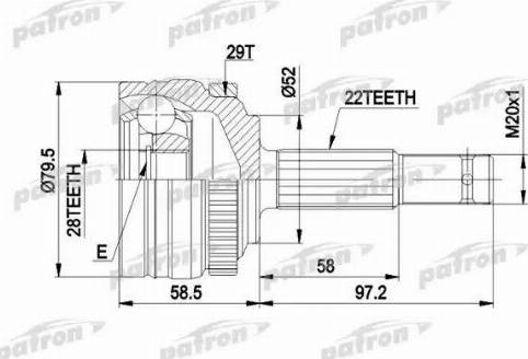 Patron PCV1116 - Шарнірний комплект, ШРУС, приводний вал avtolavka.club