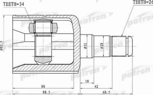 Patron PCV1305 - Шарнірний комплект, ШРУС, приводний вал avtolavka.club