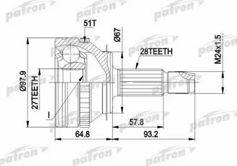 Patron PCV1371 - Шарнірний комплект, ШРУС, приводний вал avtolavka.club