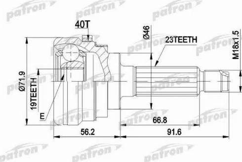 Patron PCV1280 - Шарнірний комплект, ШРУС, приводний вал avtolavka.club