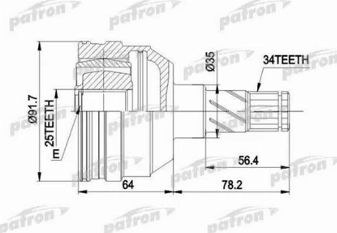 Patron PCV2253 - Шарнірний комплект, ШРУС, приводний вал avtolavka.club