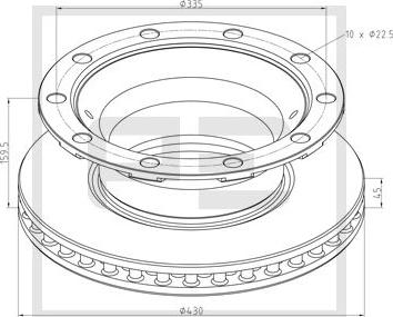 PE Automotive 046.384-00A - Гальмівний диск avtolavka.club