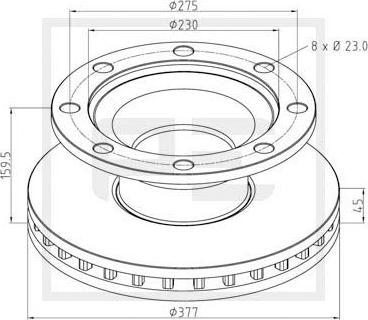 PE Automotive 046.374-00A - Гальмівний диск avtolavka.club