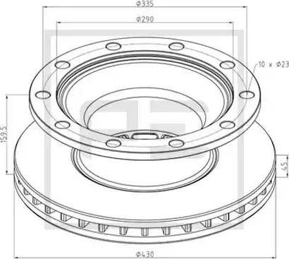 PE Automotive 046.371-10A - Гальмівний диск avtolavka.club