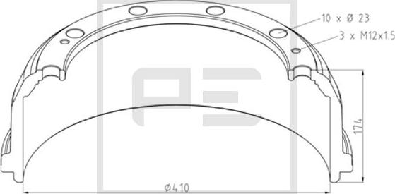 PE Automotive 016.493-00A - Гальмівний барабан avtolavka.club