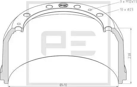 PE Automotive 016.527-00A - Гальмівний барабан avtolavka.club