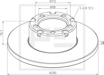 PE Automotive 016.285-00A - Гальмівний диск avtolavka.club