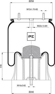 PE Automotive 084.100-76A - Кожух пневматичної ресори avtolavka.club