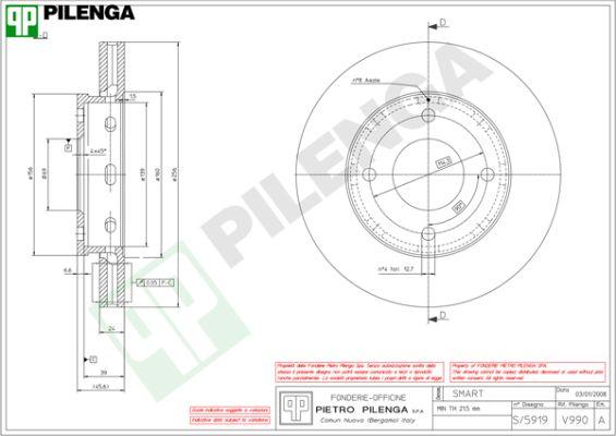 Pilenga V990 - Гальмівний диск avtolavka.club