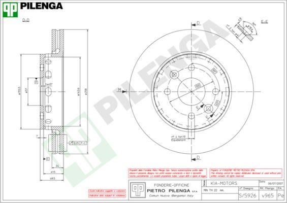 Pilenga V965 - Гальмівний диск avtolavka.club