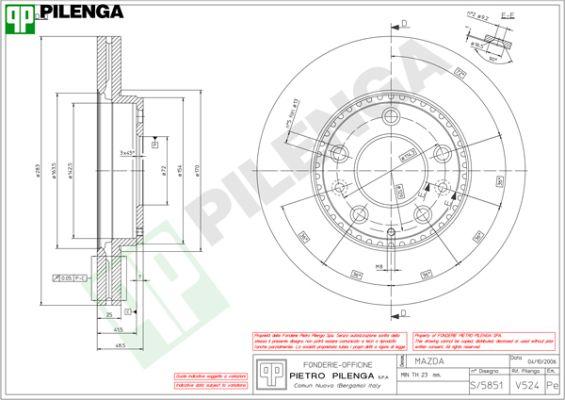 Pilenga V524 - Гальмівний диск avtolavka.club