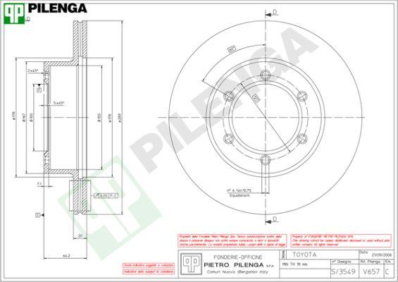 Pilenga V657 - Гальмівний диск avtolavka.club