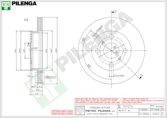 Pilenga V662 - Гальмівний диск avtolavka.club