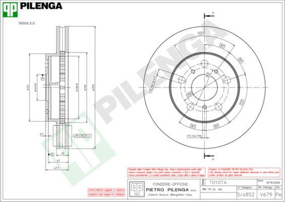 Pilenga V679 - Гальмівний диск avtolavka.club