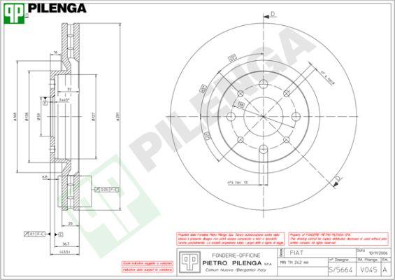 Pilenga V045 - Гальмівний диск avtolavka.club