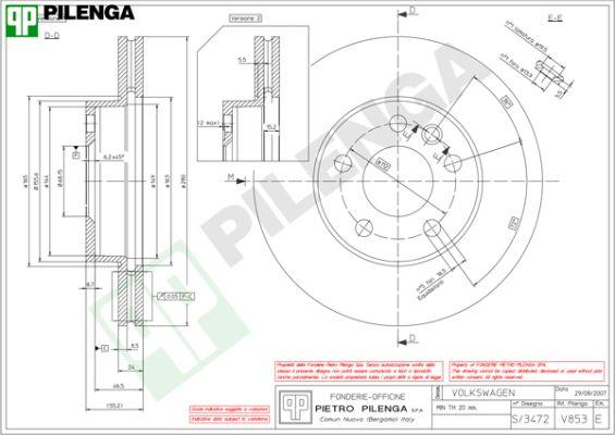 Pilenga V853 - Гальмівний диск avtolavka.club