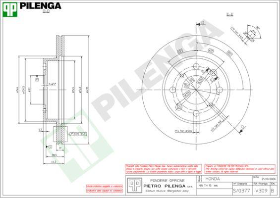 Pilenga V309 - Гальмівний диск avtolavka.club