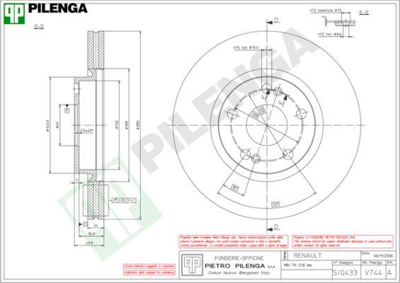 Pilenga V744 - Гальмівний диск avtolavka.club