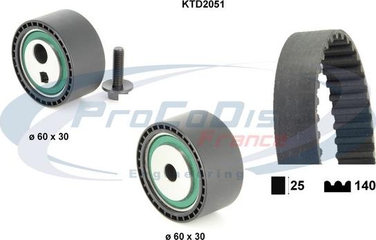 Procodis France KTD2051 - Комплект ременя ГРМ avtolavka.club