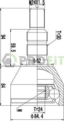 Profit 2710-1690 - Шарнірний комплект, ШРУС, приводний вал avtolavka.club