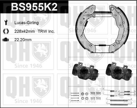 Quinton Hazell BS955K2 - Комплект гальм, барабанний механізм avtolavka.club