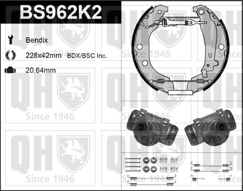 Quinton Hazell BS962K2 - Комплект гальм, барабанний механізм avtolavka.club