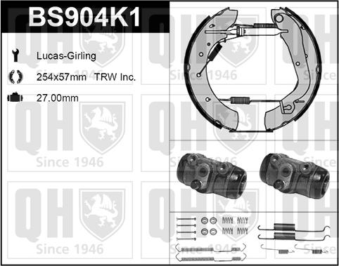 Quinton Hazell BS904K1 - Комплект гальм, барабанний механізм avtolavka.club