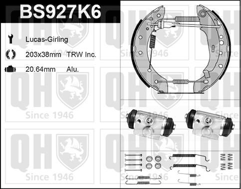 Quinton Hazell BS927K6 - Комплект гальм, барабанний механізм avtolavka.club