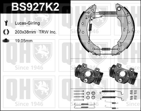 Quinton Hazell BS927K2 - Комплект гальм, барабанний механізм avtolavka.club