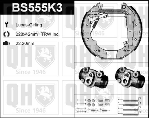 Quinton Hazell BS555K3 - Комплект гальм, барабанний механізм avtolavka.club