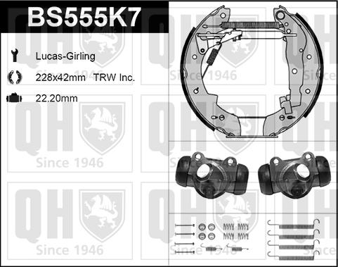 Quinton Hazell BS555K7 - Комплект гальм, барабанний механізм avtolavka.club