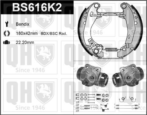 Quinton Hazell BS616K2 - Комплект гальм, барабанний механізм avtolavka.club