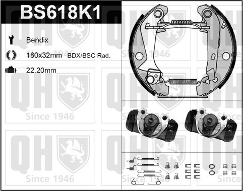 Quinton Hazell BS618K1 - Комплект гальм, барабанний механізм avtolavka.club