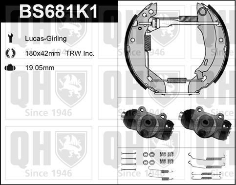 Quinton Hazell BS681K1 - Комплект гальм, барабанний механізм avtolavka.club