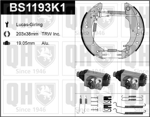 Quinton Hazell BS1193K1 - Комплект гальм, барабанний механізм avtolavka.club