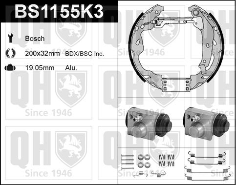 Quinton Hazell BS1155K3 - Комплект гальм, барабанний механізм avtolavka.club