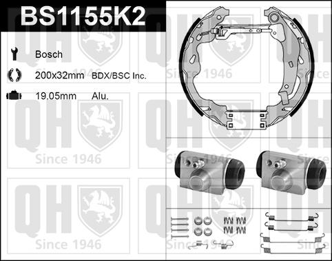 Quinton Hazell BS1155K2 - Комплект гальм, барабанний механізм avtolavka.club