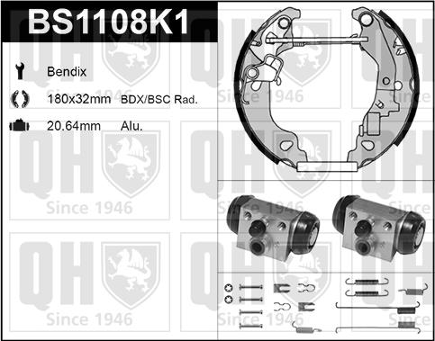 Quinton Hazell BS1108K1 - Комплект гальм, барабанний механізм avtolavka.club